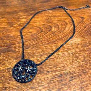 1928 Double Chain Jeweled Pendant Necklace